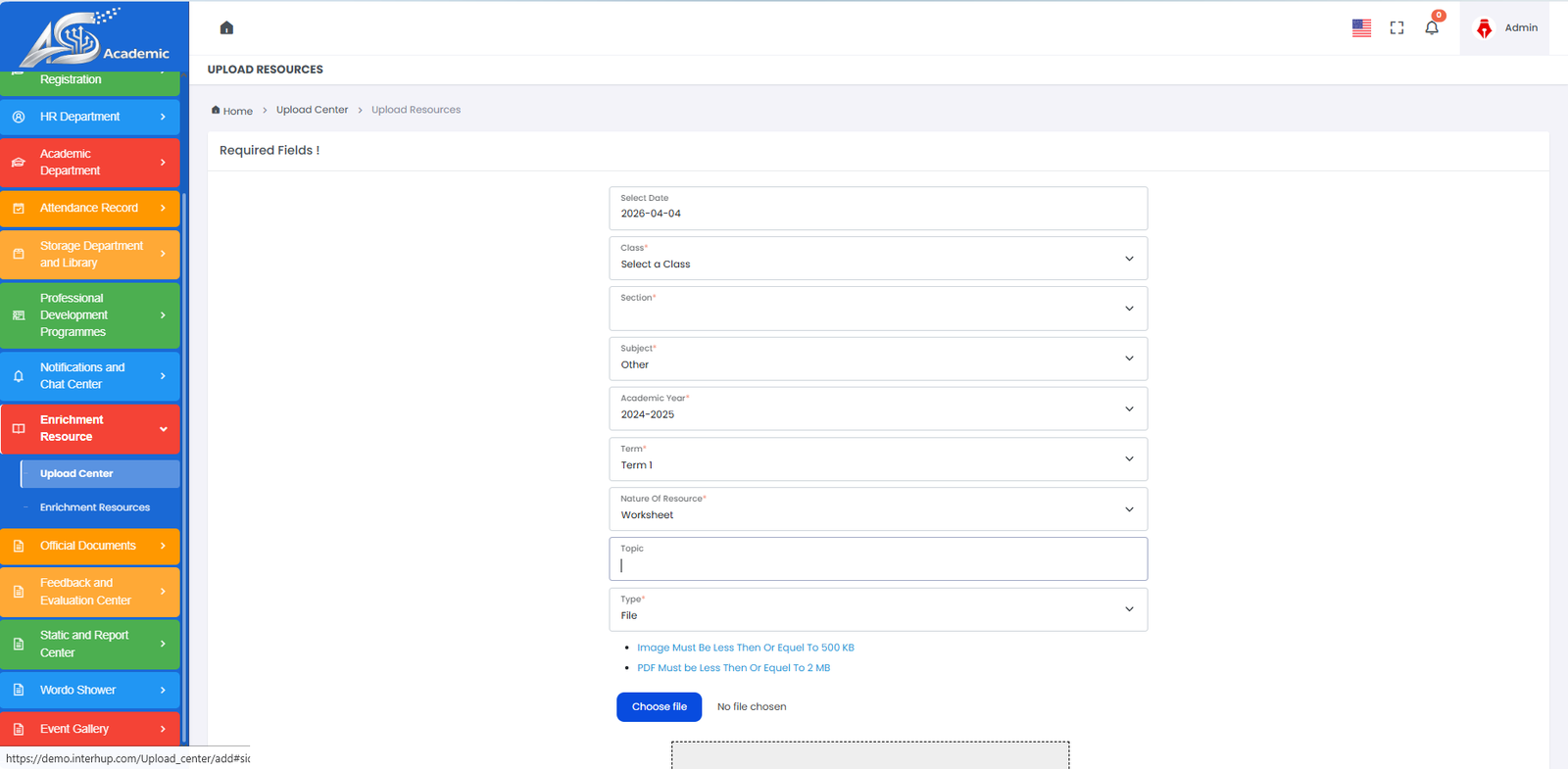 Upload Center